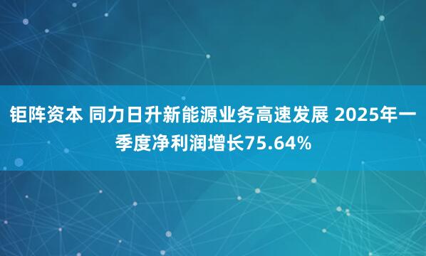 钜阵资本 同力日升新能源业务高速发展 2025年一季度净利润增长75.64%